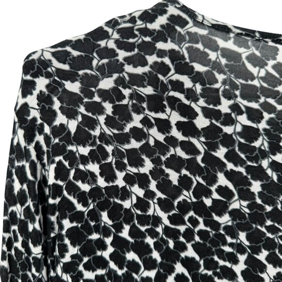 Michael Kors Womens 1X Animal Print Top Long Sleeve Viscose Blouse Black & White - Picture 4 of 8